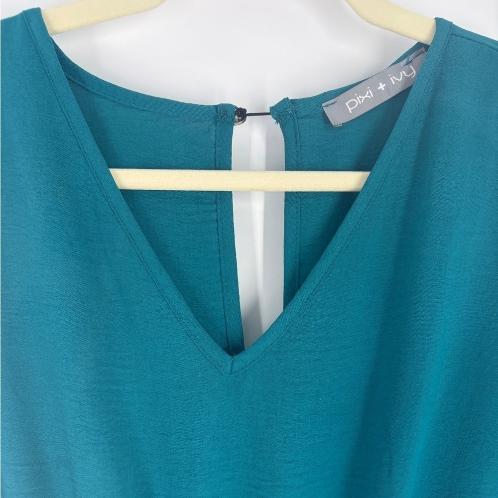 Pixi + Ivy Teal V-Neck Dress - Picture 2 of 10